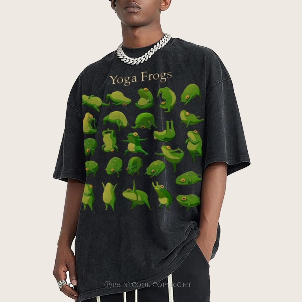 Yoga Frog Unisex Vintage Washed Tee