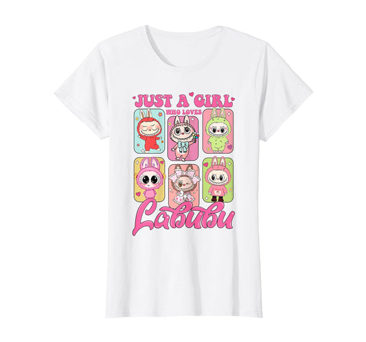 Cute Labubu The Monsters Crew Neck Short Sleeve White T-Shirt Gift for Her