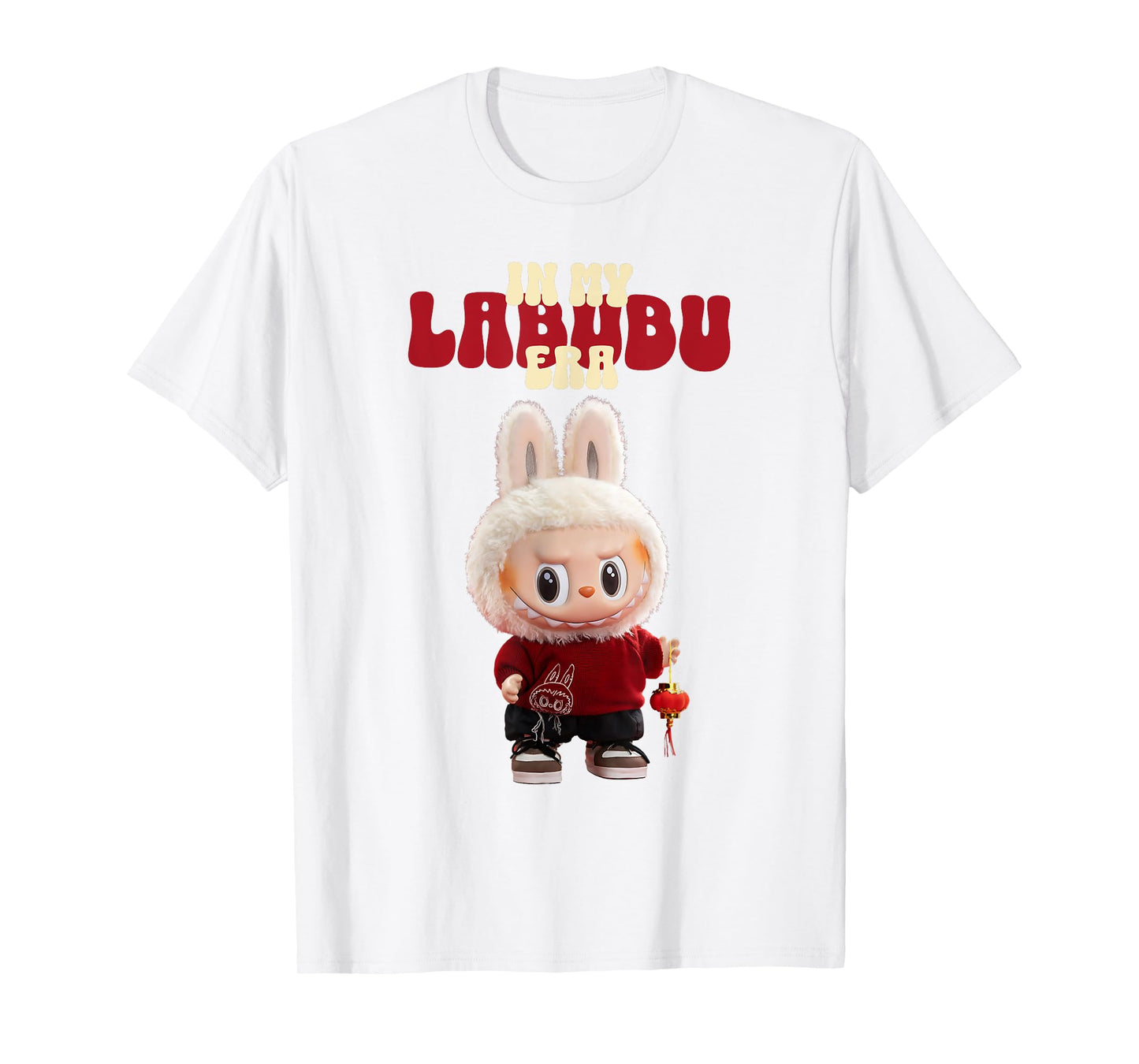 Funny Labubu The Monsters Crew Neck Short Sleeve T-Shirt Gift for Labubu Lover White