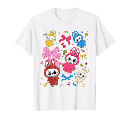 Funny Labubu The Monsters Crew Neck Short Sleeve T-Shirt Gift for Her White