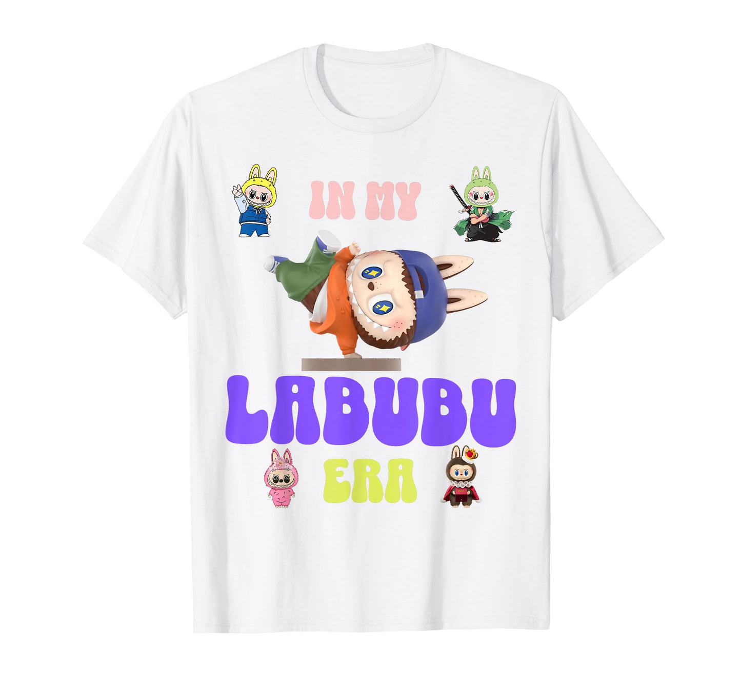 Funny Labubu The Monsters Crew Neck Short Sleeve T-Shirt Gift for Labubu Lover White