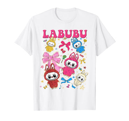Funny Labubu The Monsters Crew Neck Short Sleeve T-Shirt Gift for Labubu Lover White