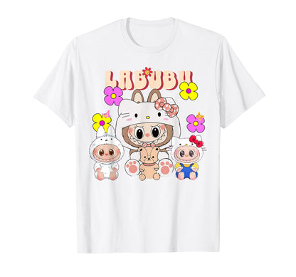 Funny Labubu The Monsters Crew Neck Short Sleeve T-Shirt Gift for Labubu Lover White