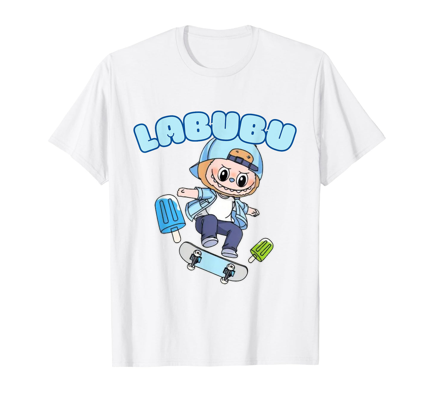 Funny Labubu The Monsters Crew Neck Short Sleeve T-Shirt Gift for Her White
