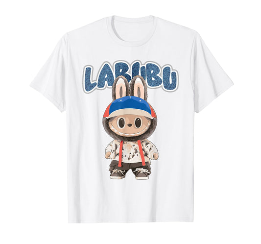 Funny Labubu The Monsters Crew Neck Short Sleeve T-Shirt Gift for Labubu Lover White