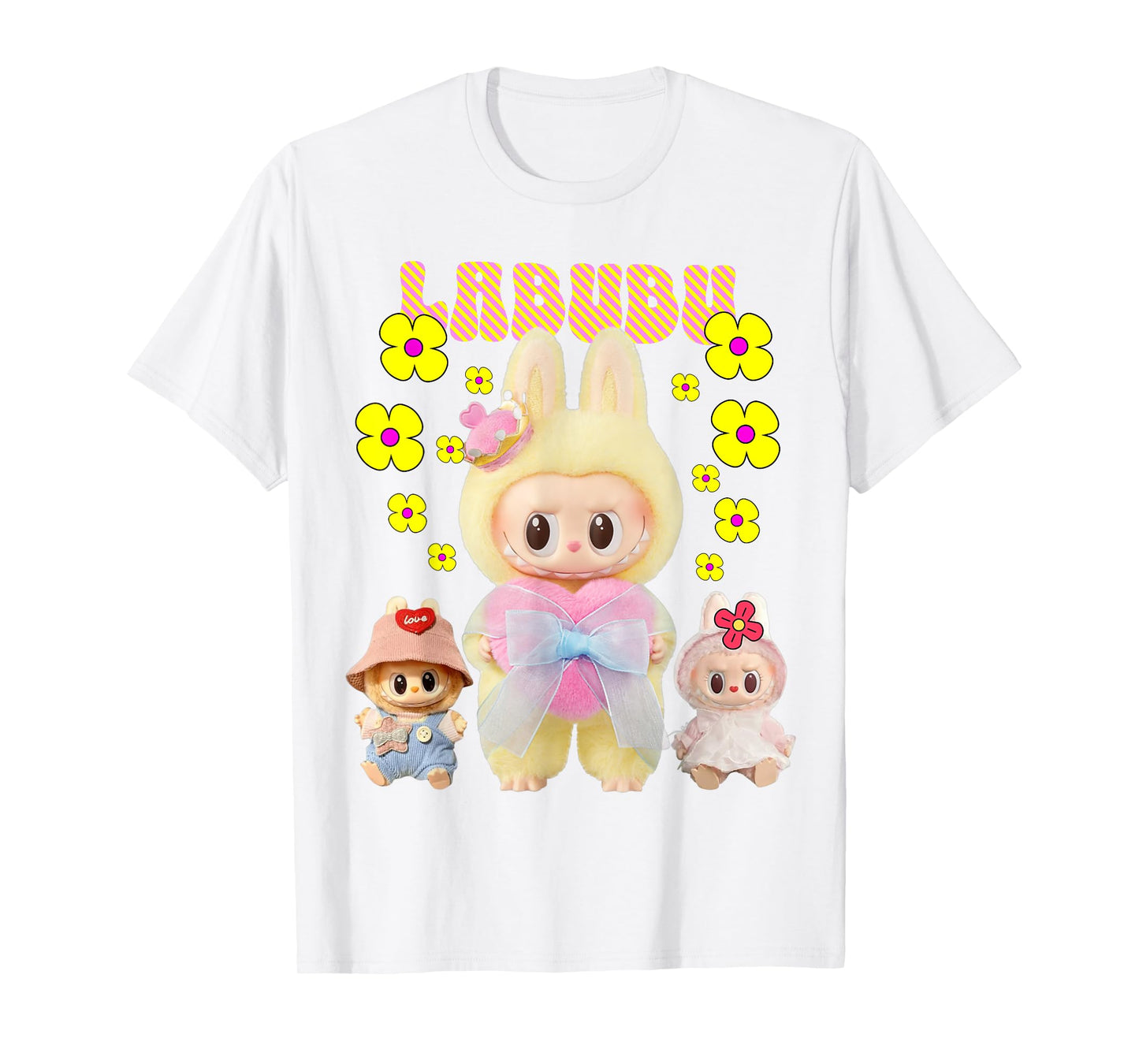 Funny Labubu The Monsters Crew Neck Short Sleeve T-Shirt Gift for Her White