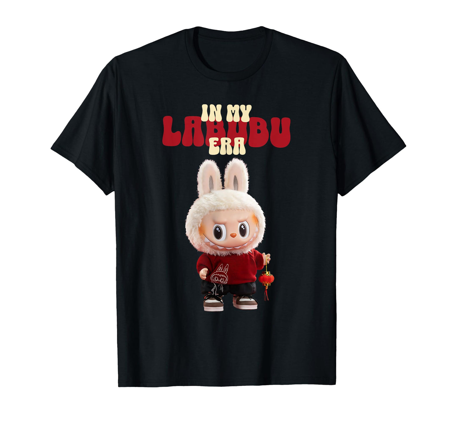 Cute Labubu The Monsters Crew Neck Short Sleeve T-Shirt Gift for Labubu Lover Black