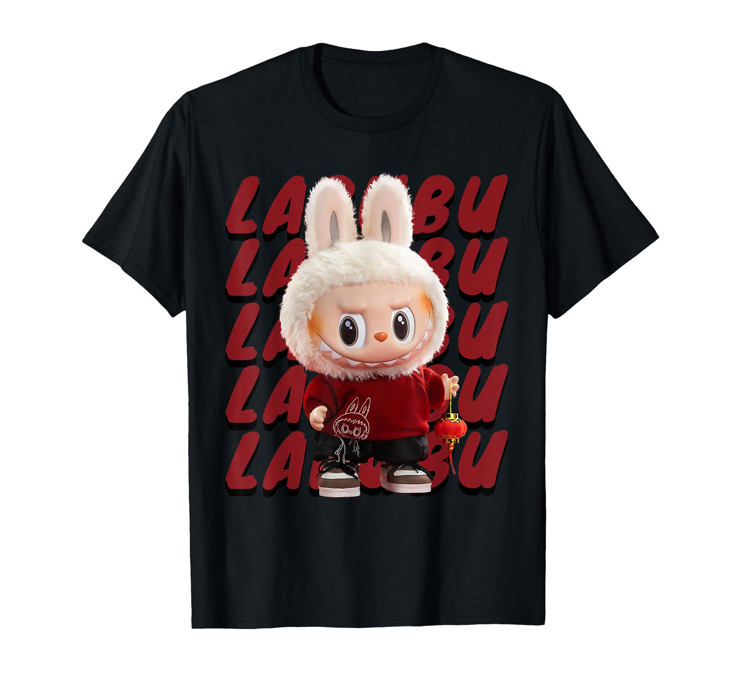 Cute Labubu The Monsters Crew Neck Short Sleeve T-Shirt Gift for Labubu Lover Black
