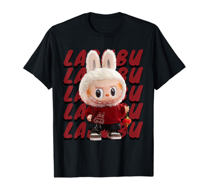 Cute Labubu The Monsters Crew Neck Short Sleeve T-Shirt Gift for Labubu Lover Black