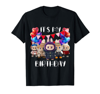 Cute Labubu The Monsters Crew Neck Short Sleeve T-Shirt Gift for Labubu Lover Black