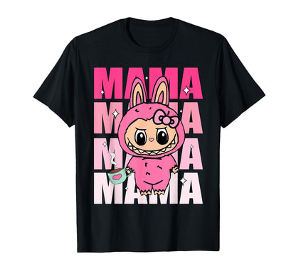 Cute Labubu The Monsters Crew Neck Short Sleeve T-Shirt Gift for Girlfriend Black