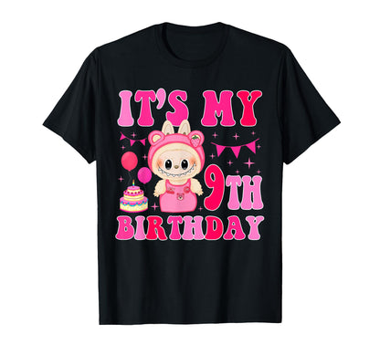 Cute Labubu The Monsters Crew Neck Short Sleeve T-Shirt Gift for Girlfriend Black