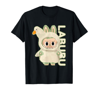 Cute Labubu The Monsters Crew Neck Short Sleeve T-Shirt Gift for Girlfriend Black
