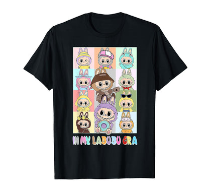 Cute Labubu The Monsters Crew Neck Short Sleeve T-Shirt Gift for Girlfriend Black