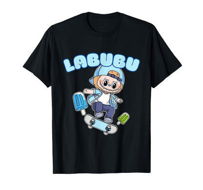 The Monsters Crew Neck Short Sleeve T-Shirt Gift for Labubu Lover Black