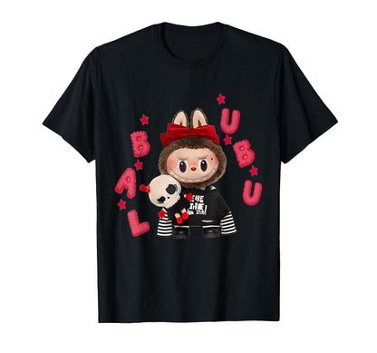 The Monsters Crew Neck Short Sleeve T-Shirt Gift for Labubu Lover Black