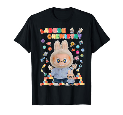 Cute Labubu The Monsters Crew Neck Short Sleeve T-Shirt Gift for Labubu Lover Black