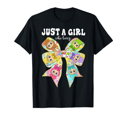 Cute Labubu The Monsters Crew Neck Short Sleeve T-Shirt Gift for Girlfriend Black