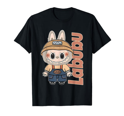 Cute Labubu The Monsters Crew Neck Short Sleeve T-Shirt Gift for Girlfriend Black