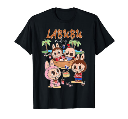 The Monsters Crew Neck Short Sleeve T-Shirt Gift for Labubu Lover Black