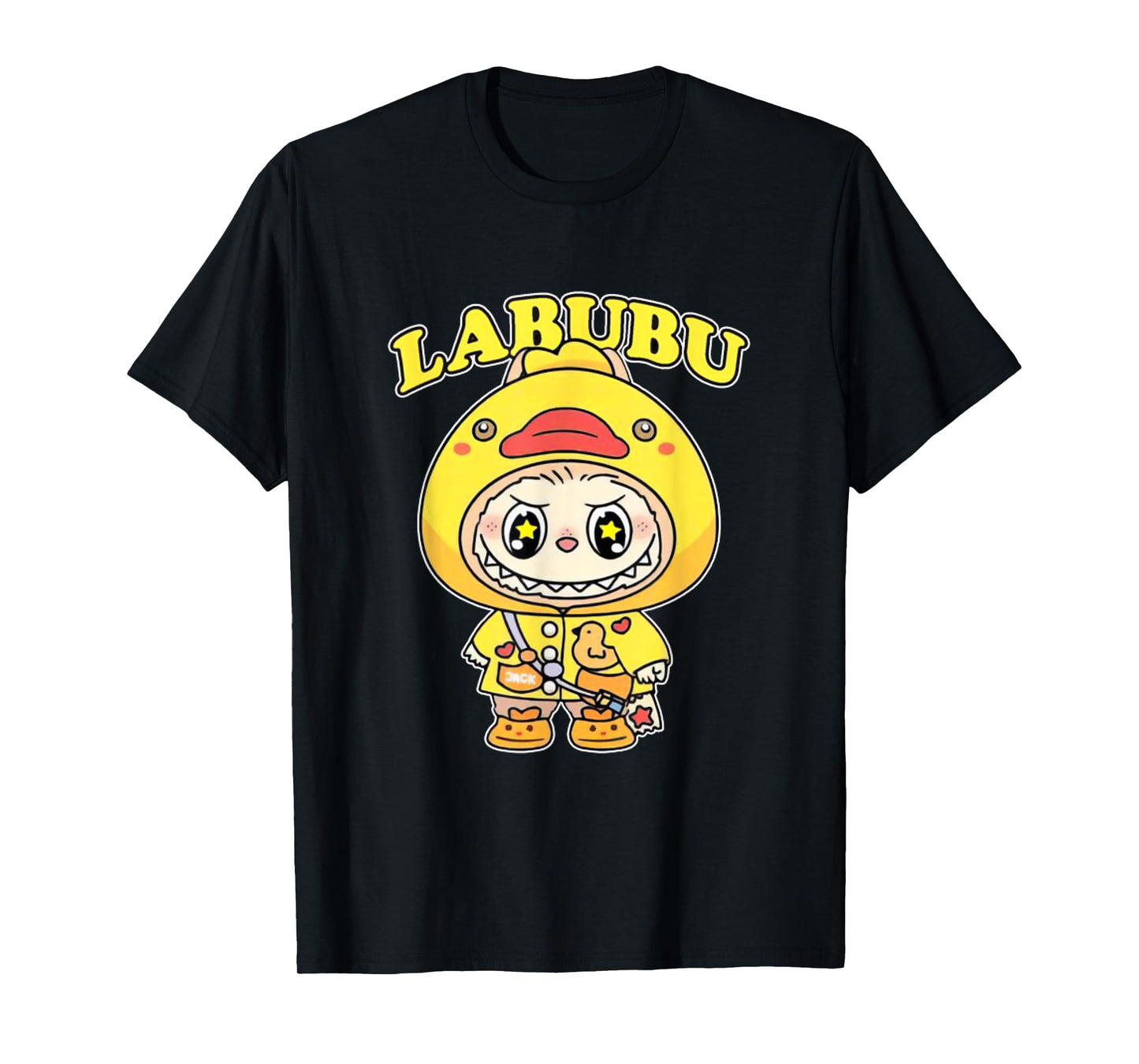 The Monsters Crew Neck Short Sleeve T-Shirt Gift for Labubu Lover Black