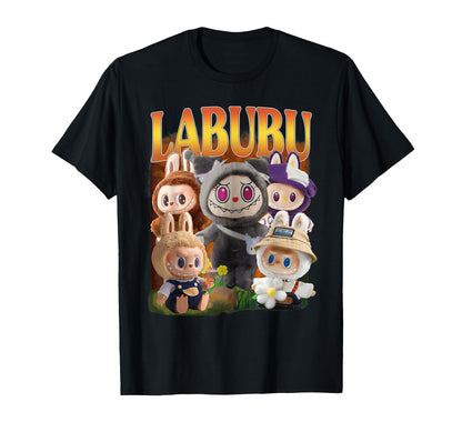 The Monsters Crew Neck Short Sleeve T-Shirt Gift for Labubu Lover Black