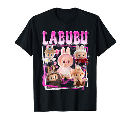 The Monsters Crew Neck Short Sleeve T-Shirt Gift for Labubu Lover Black