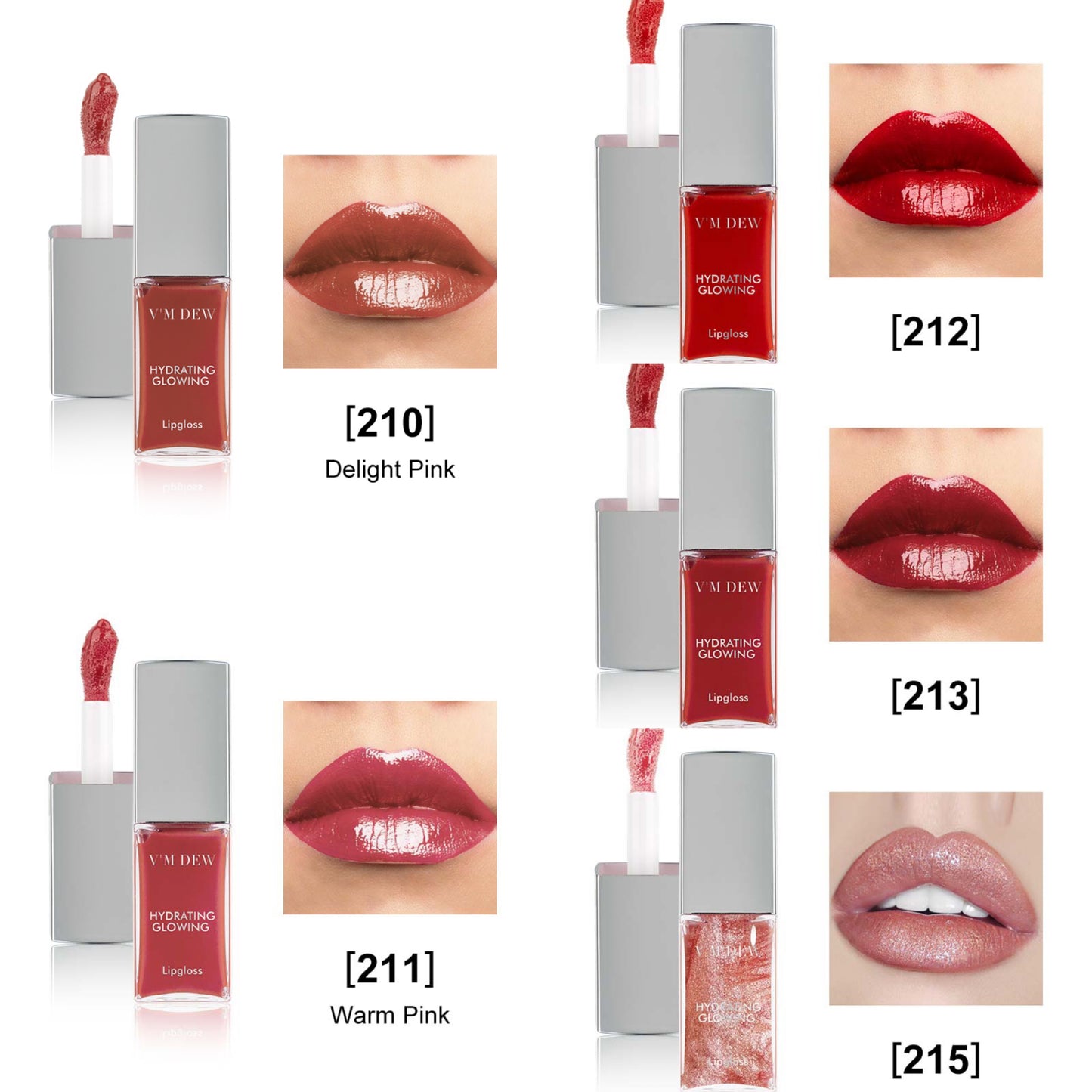 V‘M DEW High-Shine Liquid Lip Gloss Luminous Color, Hydrated Lips, Endless Shine