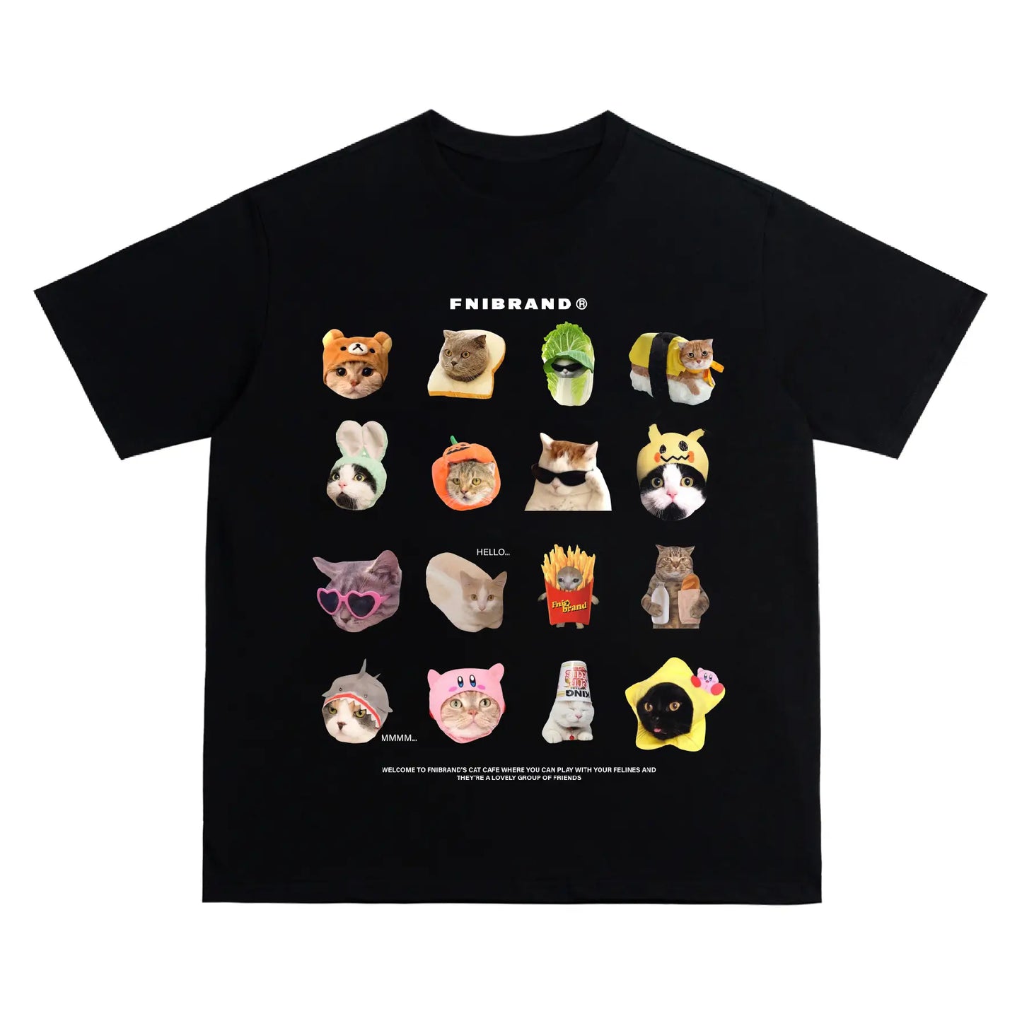 Funny Cat and Dog Graphic Tees Crew Neck Short-Sleeve T-Shirt Summer Tops
