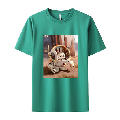 Labubu in Space The Monsters Crew Neck T-Shirt For Labubu Lover Gifts For Girlfriend