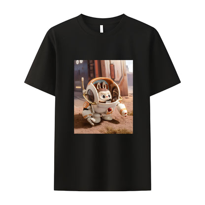 Labubu in Space The Monsters Crew Neck T-Shirt For Labubu Lover Gifts For Girlfriend