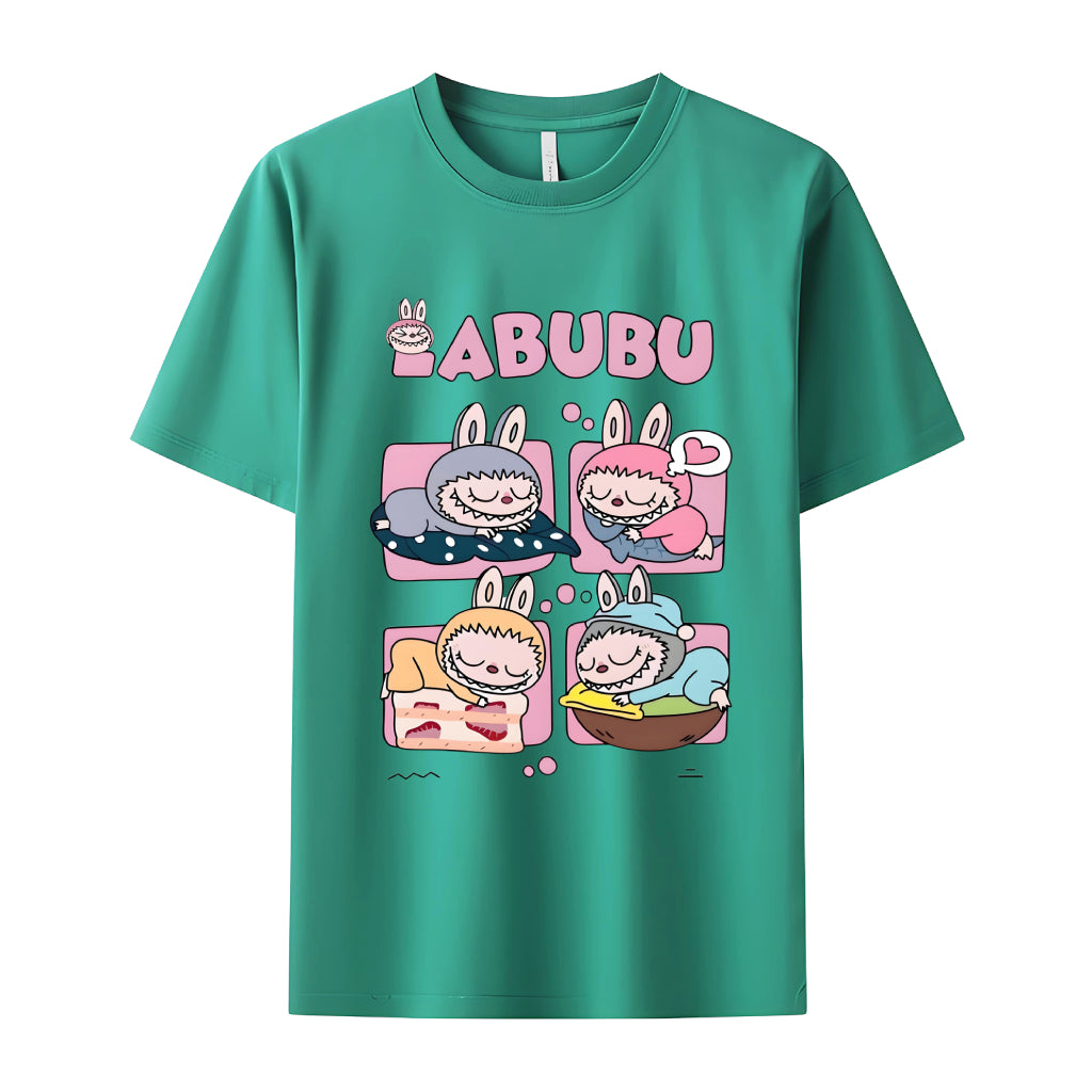 Slumbering Labubu The Monsters Crew Neck T-Shirt For Labubu Lover