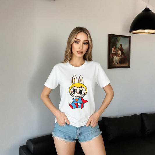 Labubu as Superman The Monsters Crew Neck T-Shirt For Labubu Lover Gifts for Her