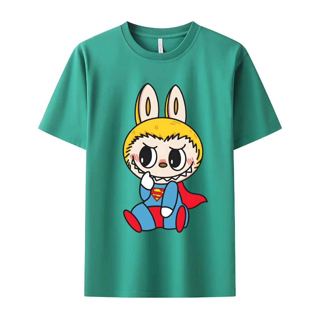 Labubu as Superman The Monsters Crew Neck T-Shirt For Labubu Lover Gifts for Her