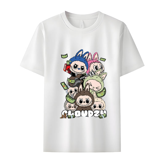 Wealthy Labubu The Monsters Crew Neck T-Shirt For Labubu Lover Gifts for Her
