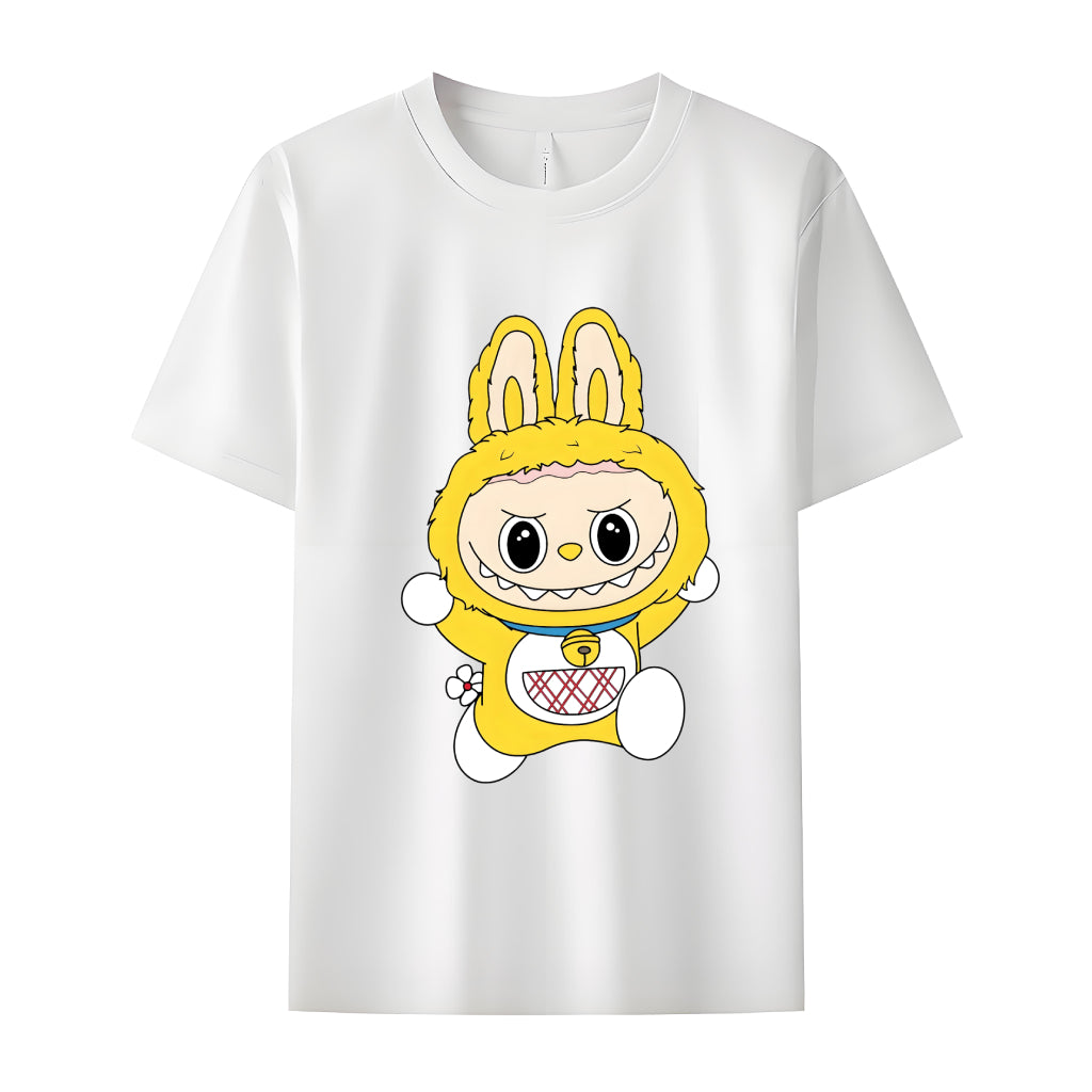Labubu as Doraemon The Monsters Crew Neck T-Shirt For Labubu Lover
