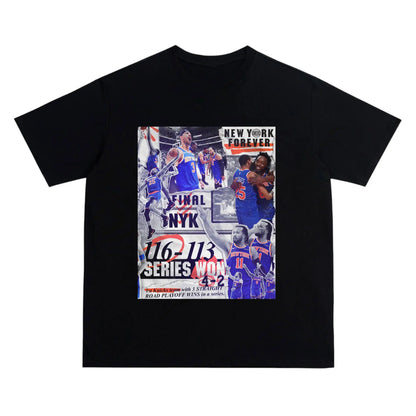 NYK “21-0 Historic Run” Collage Tee -Newspaper collage aesthetic Crew Neck Short-Sleeve T-Shirt Unisex