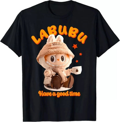 Funny Labubu The Monsters Crew Neck Short Sleeve T-Shirt For Labubu Lover Black