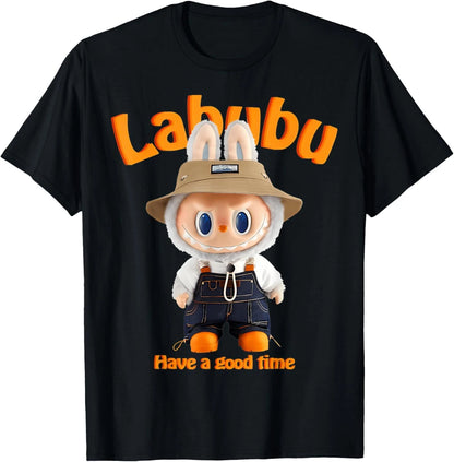 Funny Labubu The Monsters Crew Neck Short Sleeve T-Shirt For Labubu Lover Black