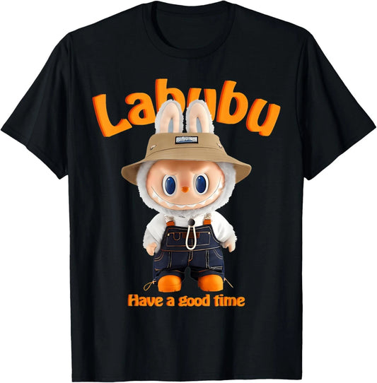 Funny Labubu The Monsters Crew Neck Short Sleeve T-Shirt For Labubu Lover Black