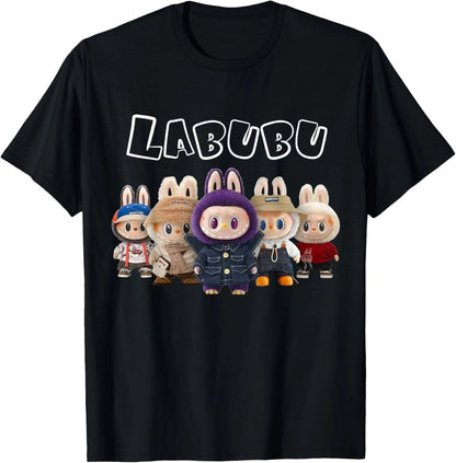 Funny Labubu The Monsters Crew Neck Short Sleeve T-Shirt For Labubu Lover Black