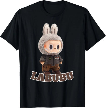 Funny Labubu The Monsters Crew Neck Short Sleeve T-Shirt For Labubu Lover Black