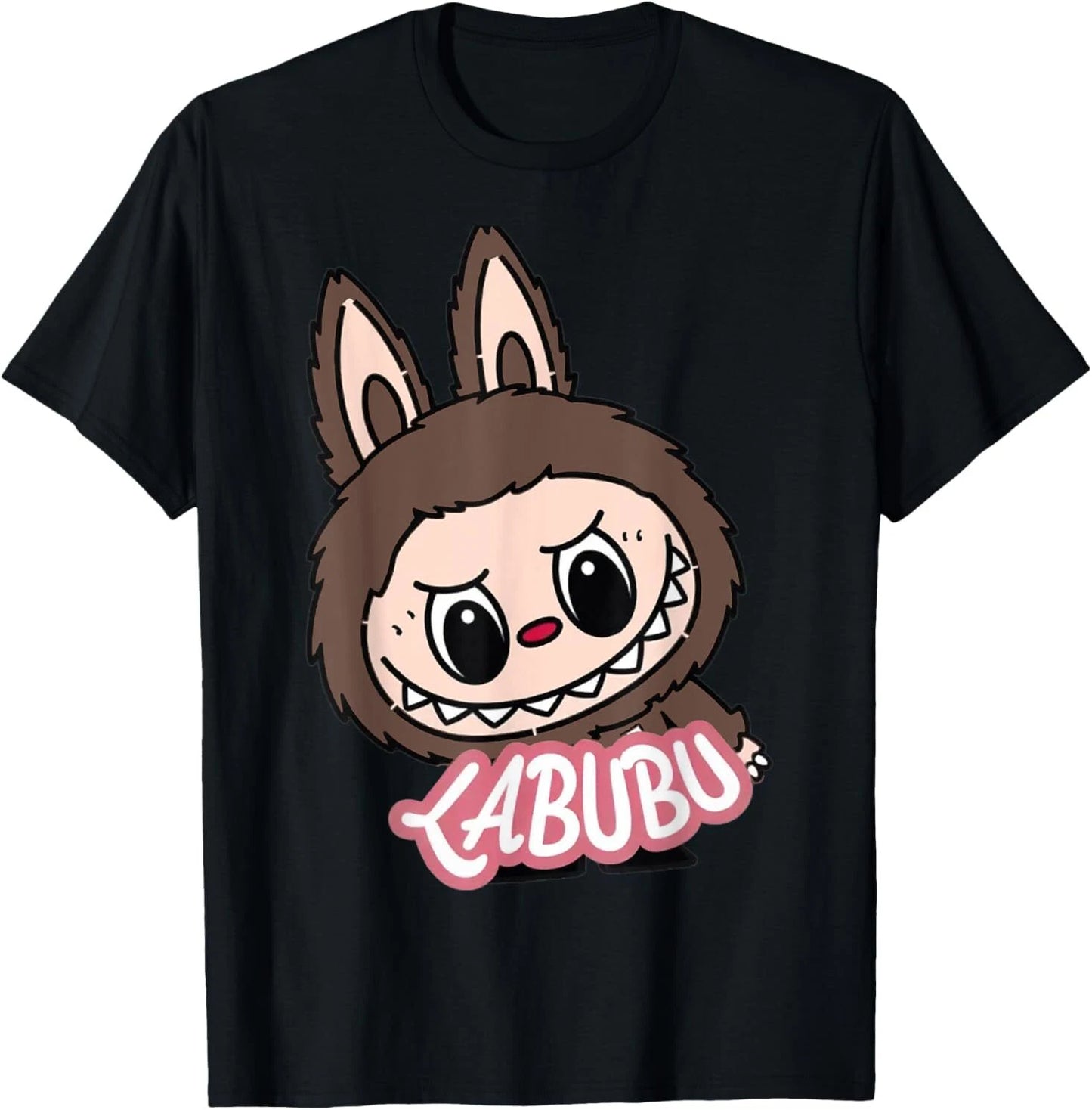 Funny Labubu The Monsters Crew Neck Short Sleeve T-Shirt For Labubu Lover Black